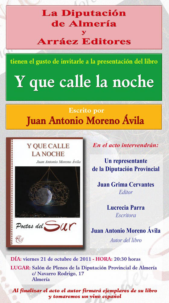 Presentación libro de poesía Y QUE CALLE LA NOCHE... de Juan Antonio Moreno Ávila